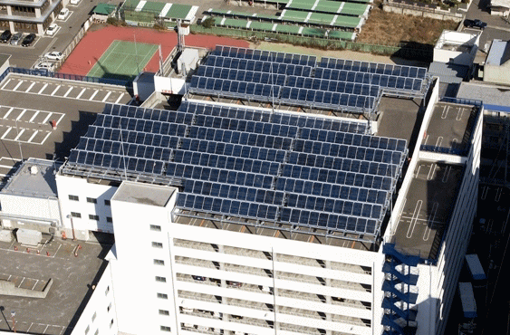 天然温泉キスケのゆ 様　“大規模太陽熱利用システムの導入で化石燃料使用量の削減とそれに伴うCO2排出量の大幅削減に貢献”地球環境保全に貢献されております。　太陽集熱器：真空管式太陽集熱器 Fuji ヒートP・SOLAR FSP-2100