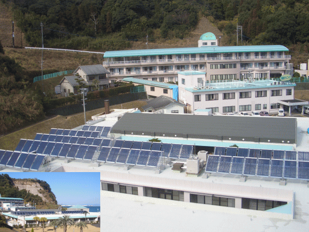 産業用（業務用）太陽熱利用システム　設置写真　施工実績　真空管ソーラーシステム　（真空管太陽集熱器）　太陽熱利用システム　太陽熱温水器給湯システム給湯システム　設置写真